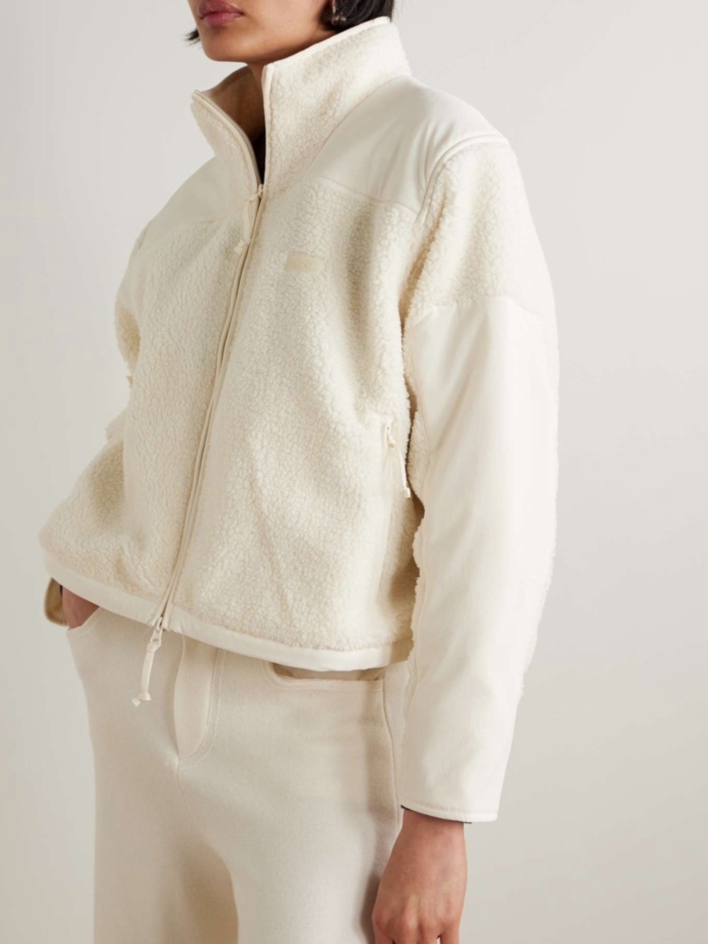 SKIMS Teddy Boxy Zip Up Sherpa Jacket relaxed fit women's size large ECRU NWT